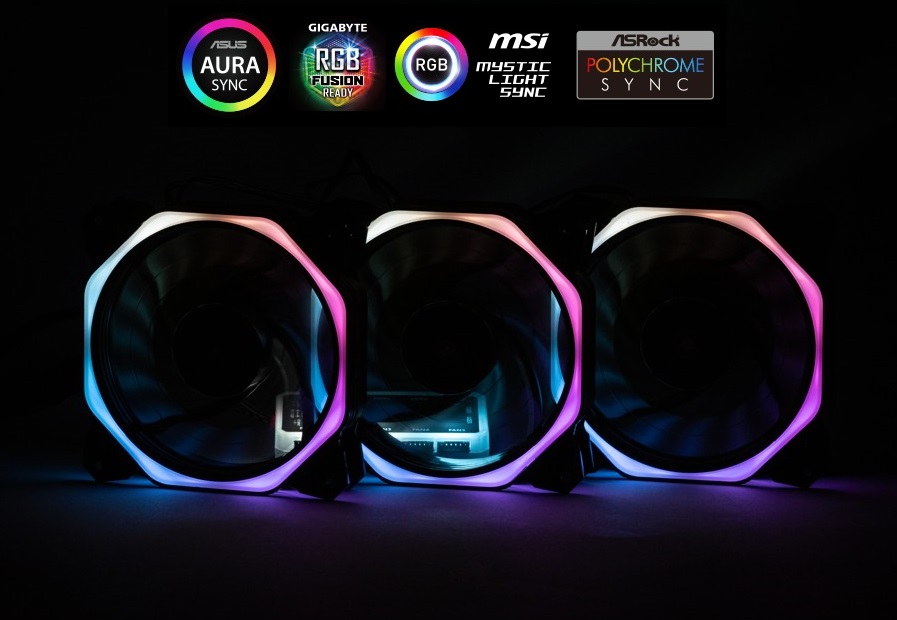 1stCOOL Fan KIT AURA RAINBOW 3, 3x fan+řadič+dálk.ovladač+3-pin kabel do MB 