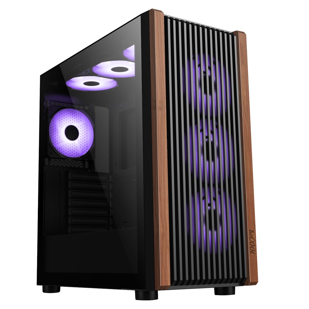 1stCOOL MiddleTower G6 Noble, AU, USB3.0, USB-C, tr.side, Wood decor, set ARGB